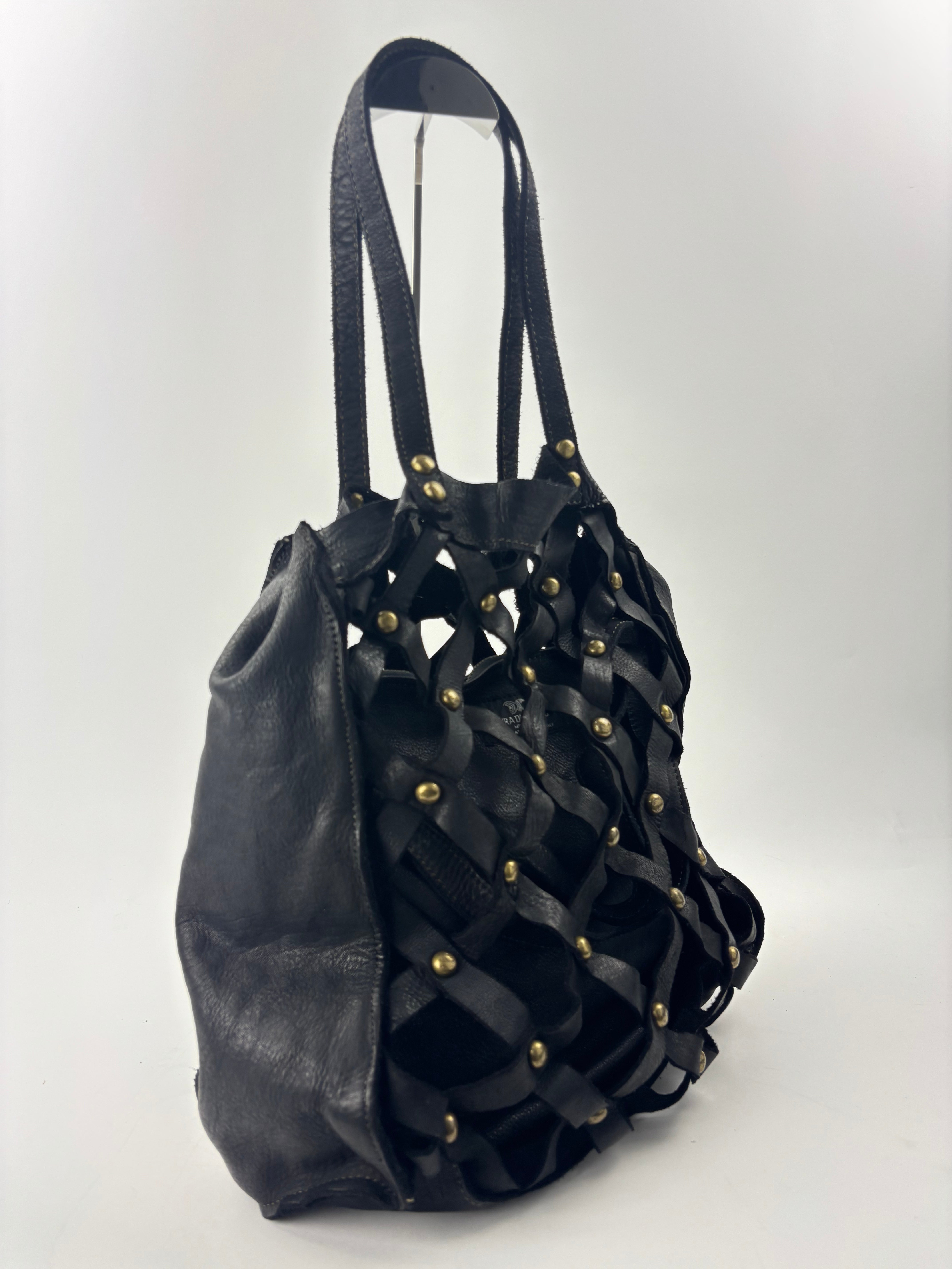 Studded Crossbody Shoulder Bag Black - Big Bag NY