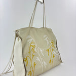 Caterina Lucchi Floral Zipper Tote White Cream - Big Bag NY