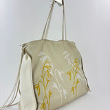 Caterina Lucchi Floral Zipper Tote White Cream - Big Bag NY
