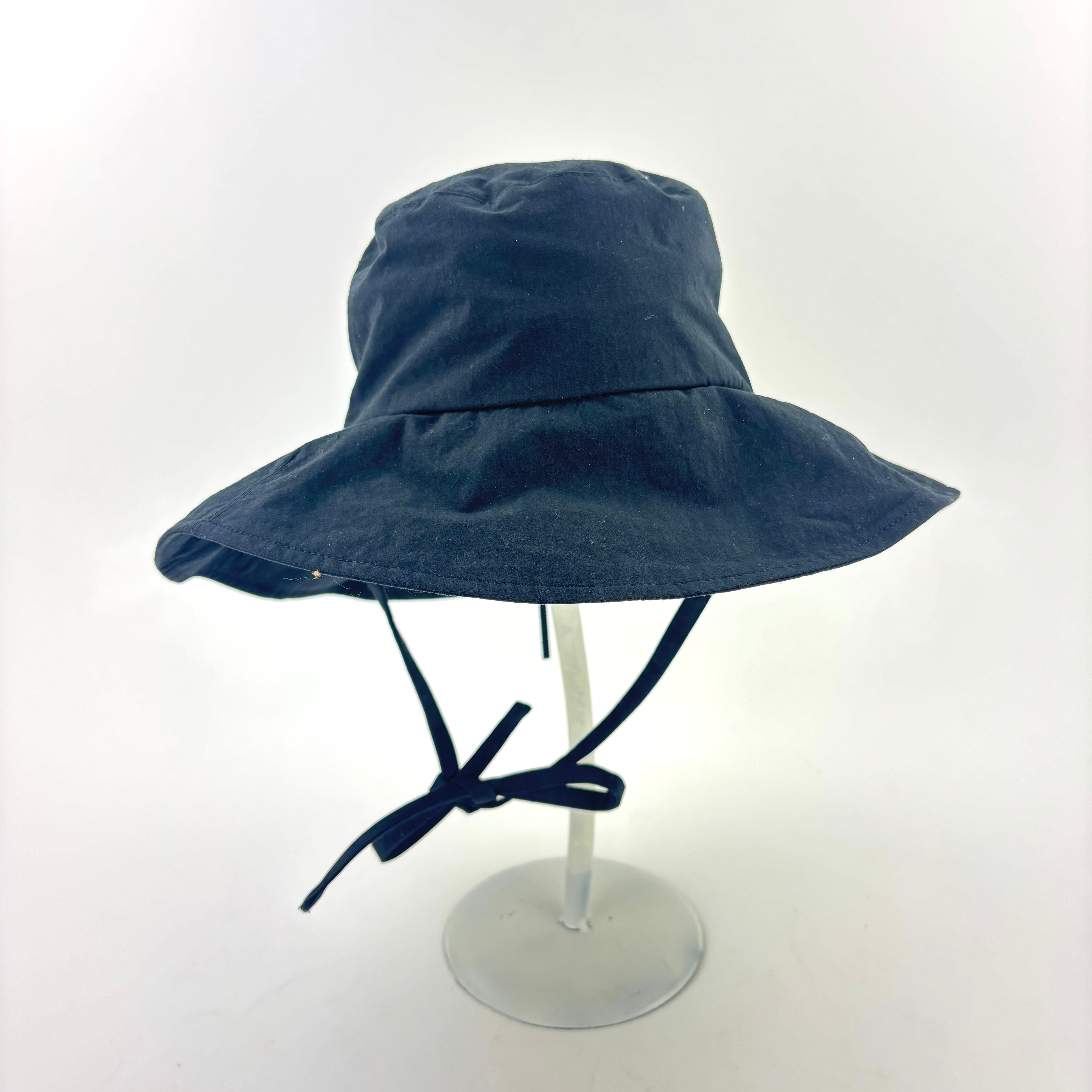 ARLO Cotton and Nylon Sun and Rain Floppy Hat with Tie Ribbons Black - Big Bag NY