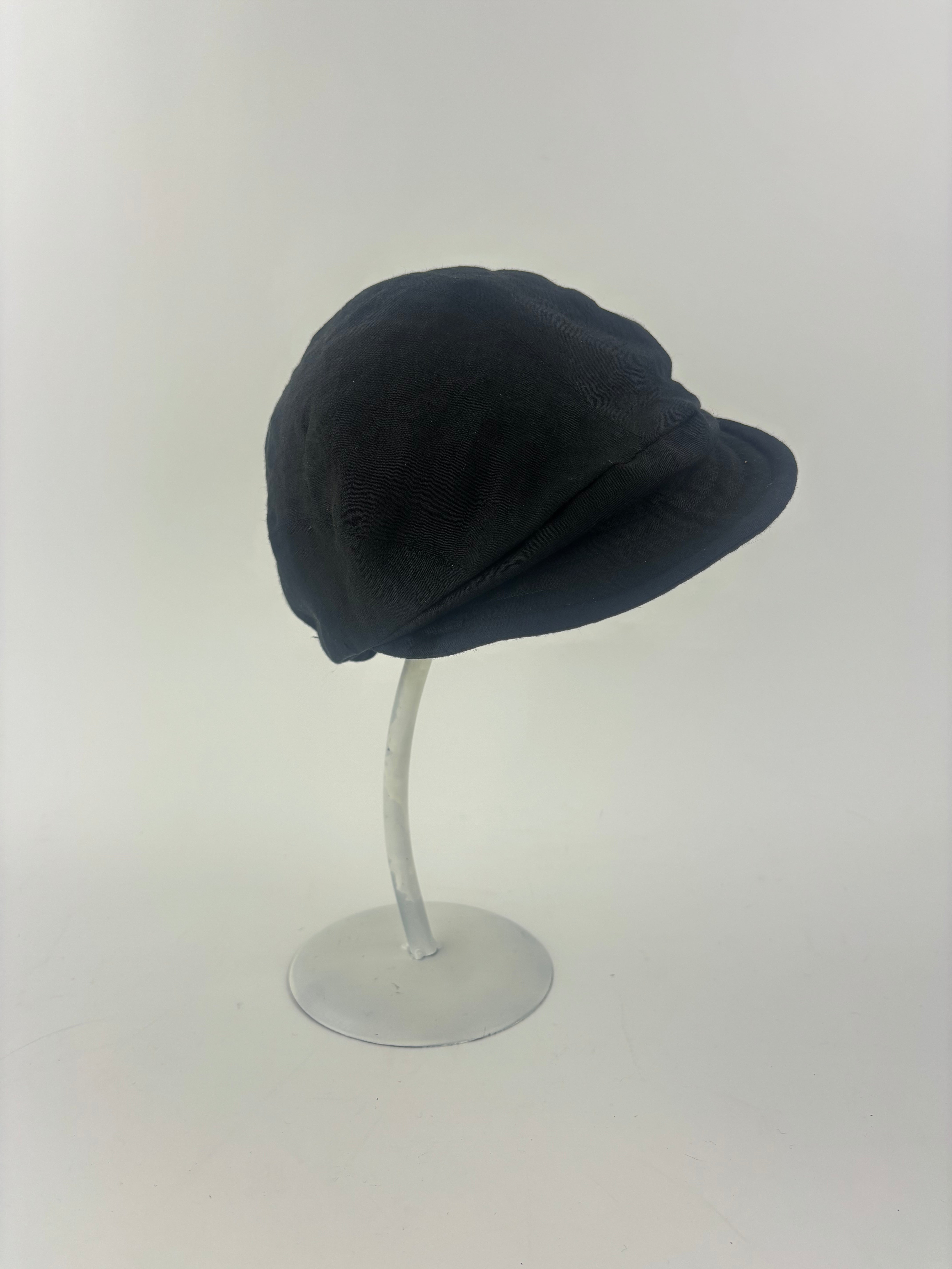 QUIHNO Linen and Nylon Sun and Rain Flat Cap Black - Big Bag NY