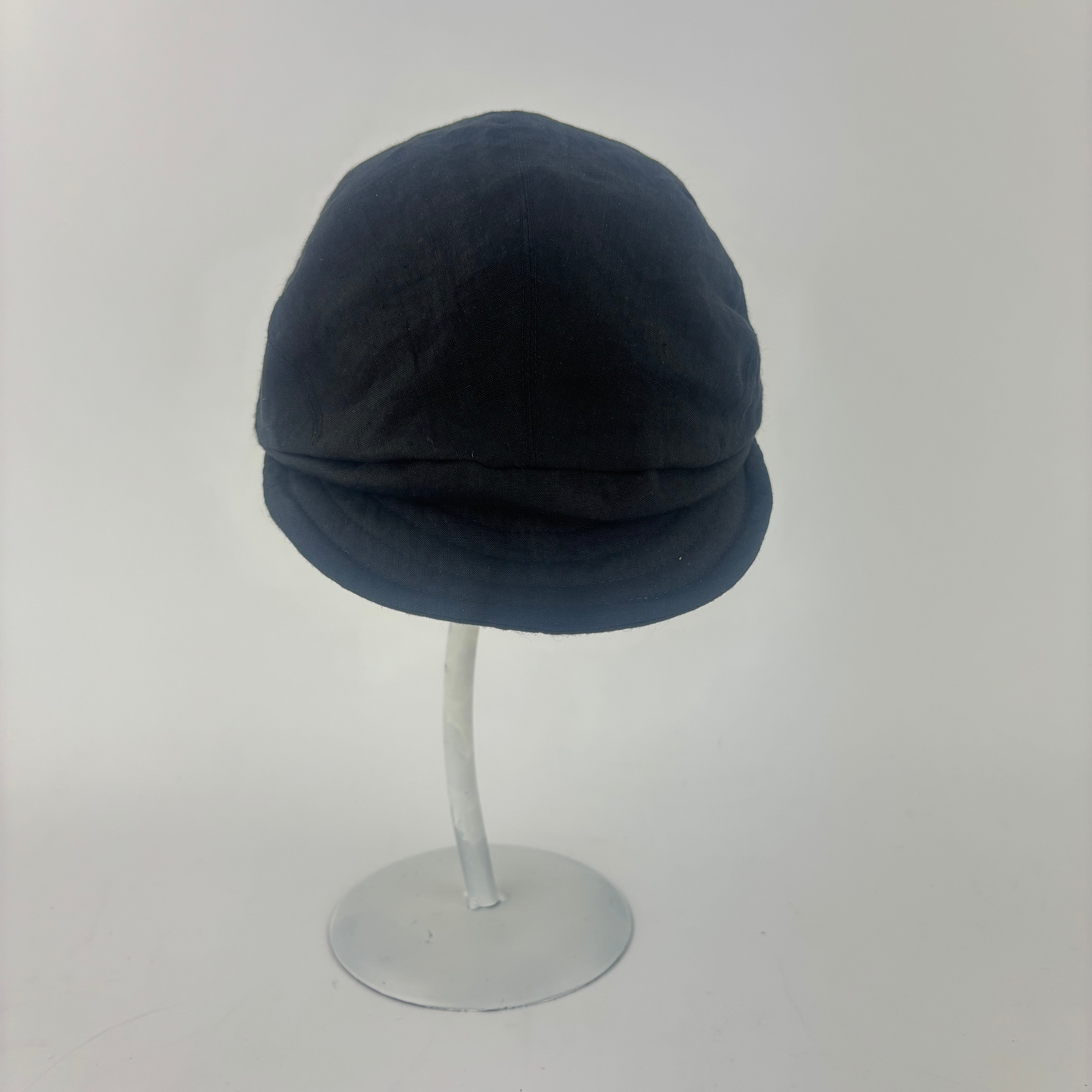 QUIHNO Linen and Nylon Sun and Rain Flat Cap Black - Big Bag NY