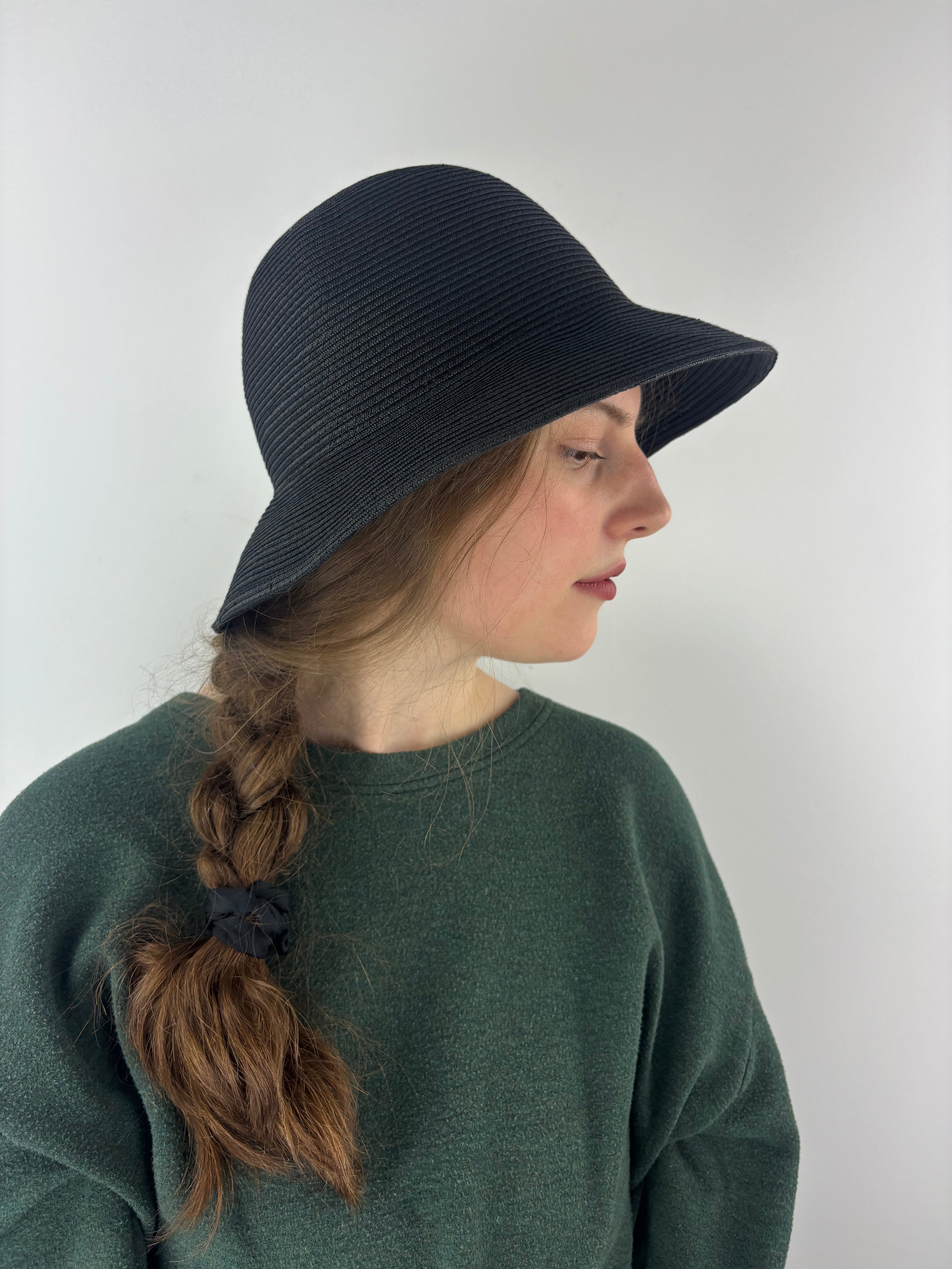 NOAH Straw Effect Paper Bucket Hat Black - Big Bag NY