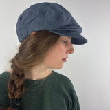 QUIHNO Linen and Nylon Sun and Rain Flat Cap Green - Big Bag NY
