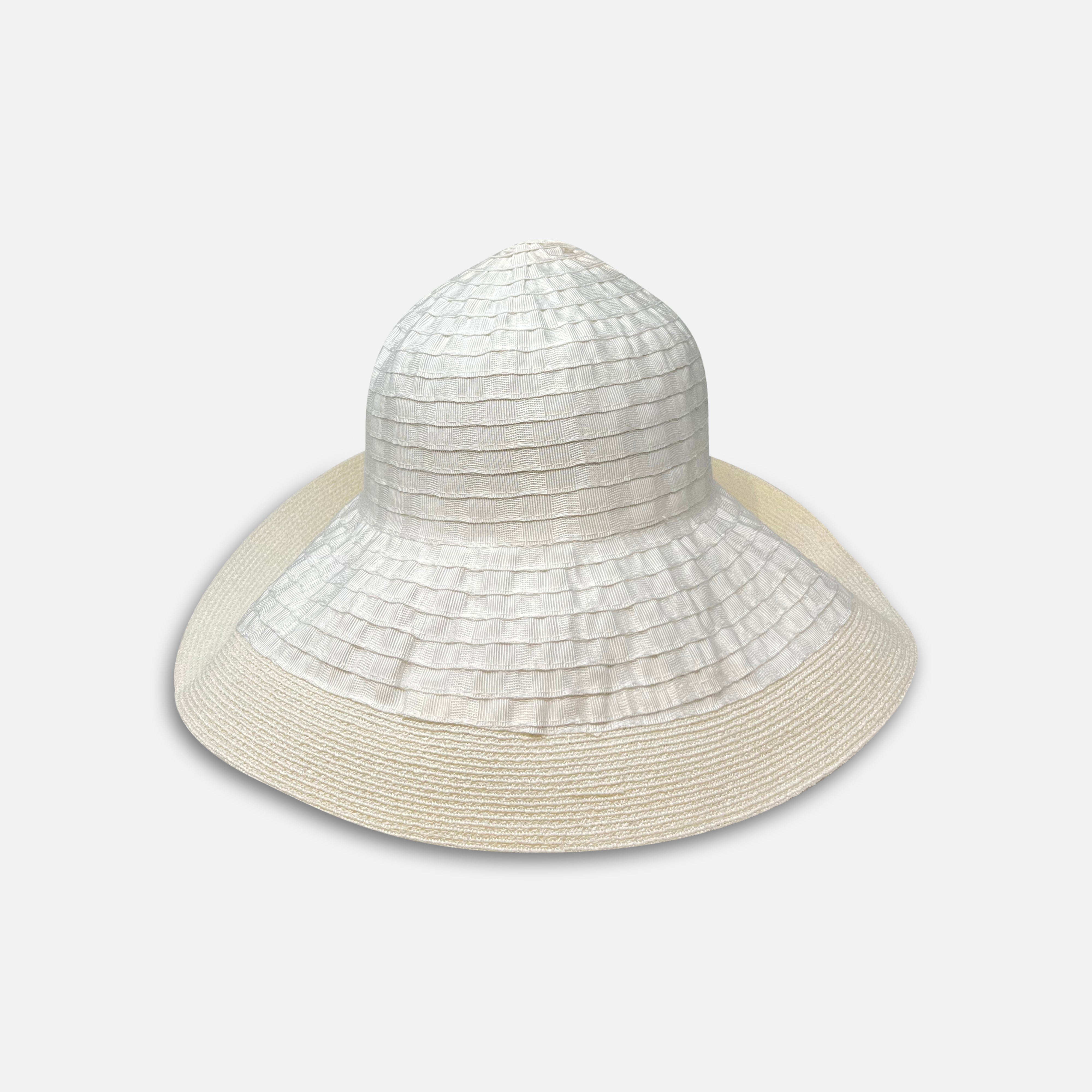 Grevi Medium Brim Hat with Abaca Trim White - Big Bag NY