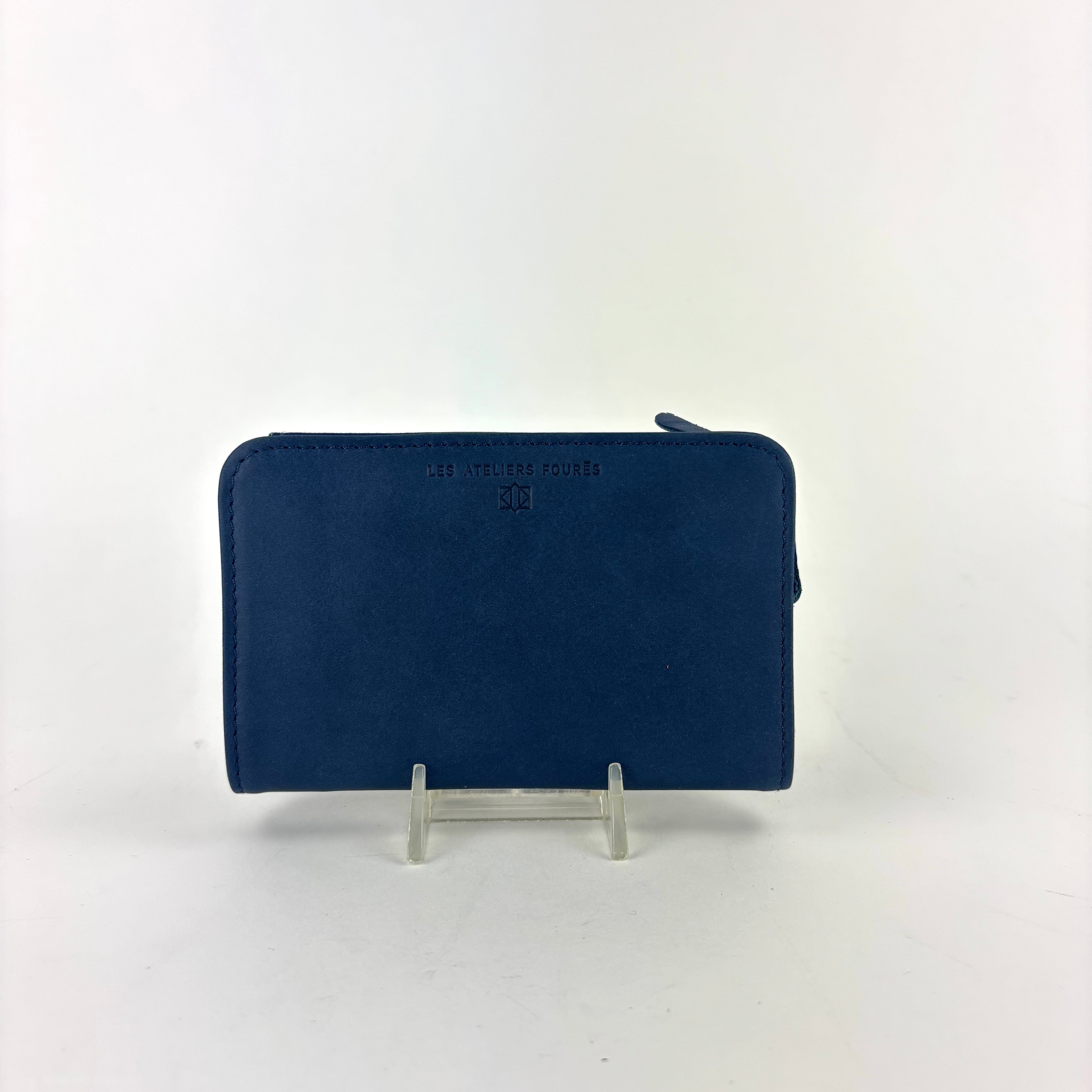 Fold Over Leather Wallet with Zippered Coin Compartment