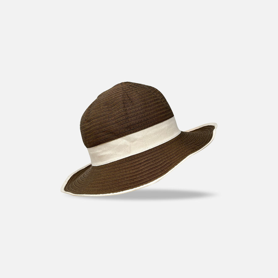 Grevi Medium Brim Hat with Contrast Trim Brown - Big Bag NY