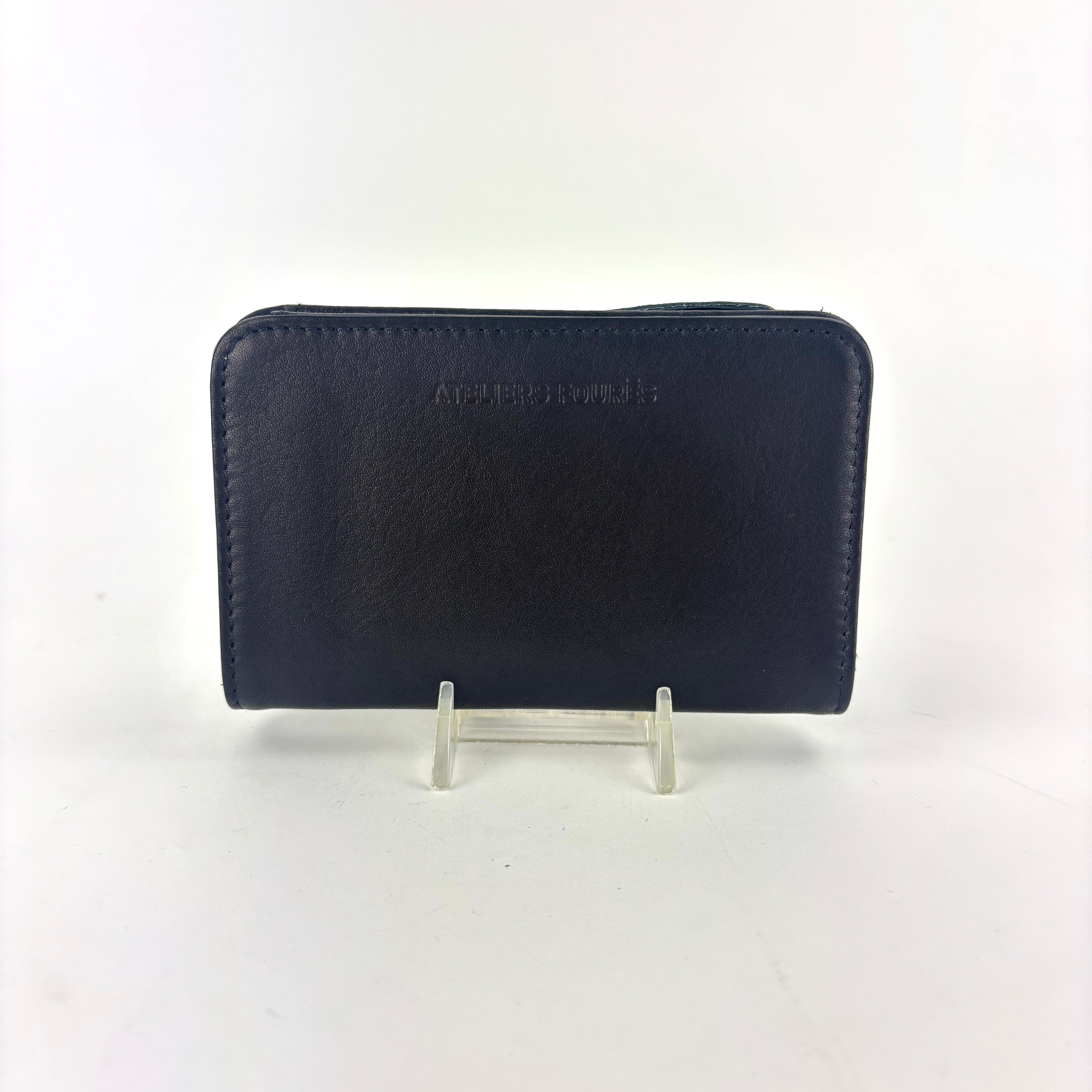 Fold Over Leather Wallet with Zippered Coin Compartment