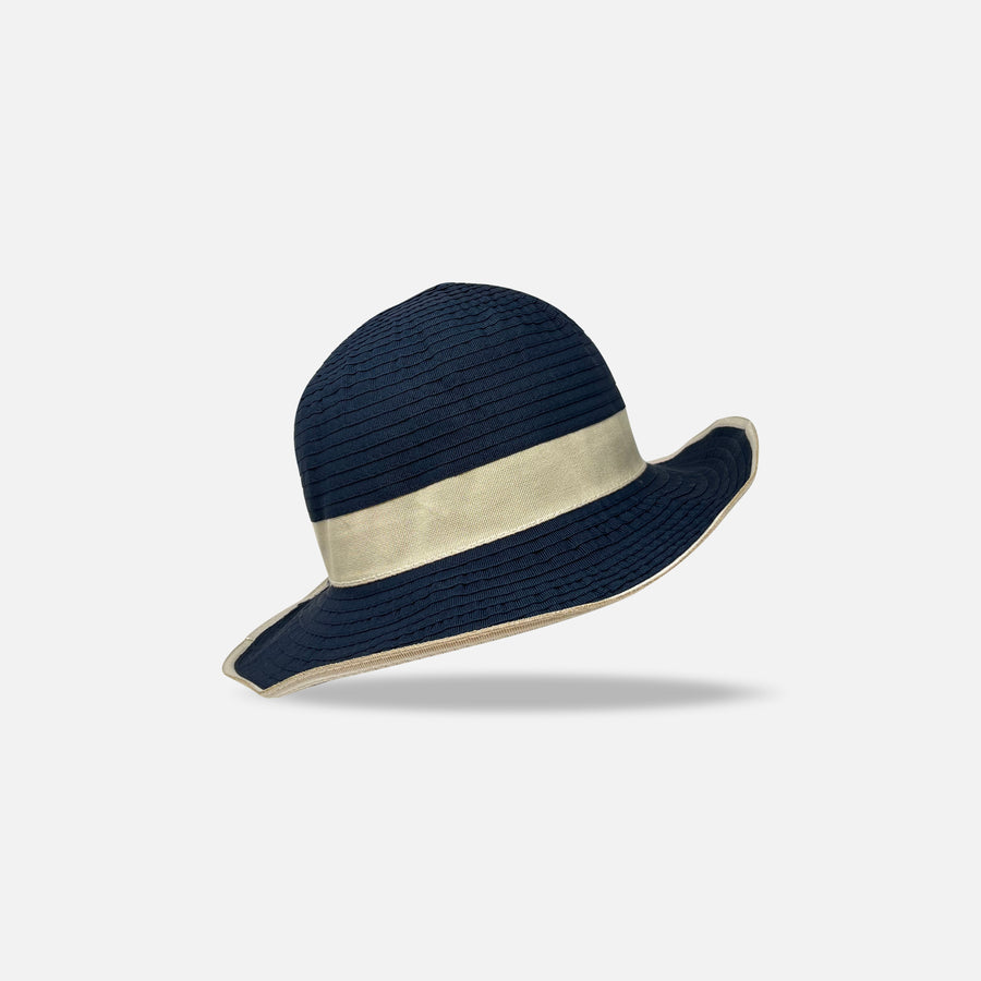 Grevi Medium Brim Hat with Contrast Trim Navy - Big Bag NY