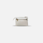 Renato Angi Small Twin Pouch Leather Crossbody in White - Big Bag NY