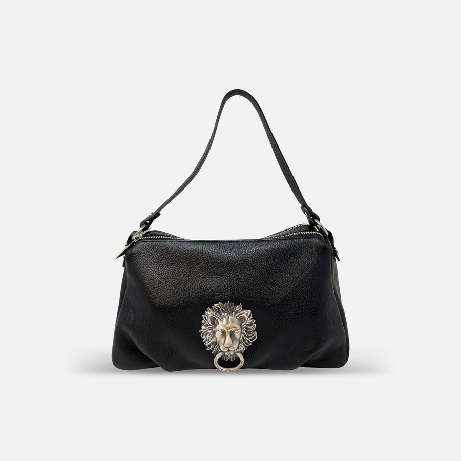 Medium Leather Lion Shoulder Bag Black - Big Bag NY