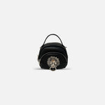 Renato Angi Small Leather Lion Multi Pocket Handbag Black - Big Bag NY