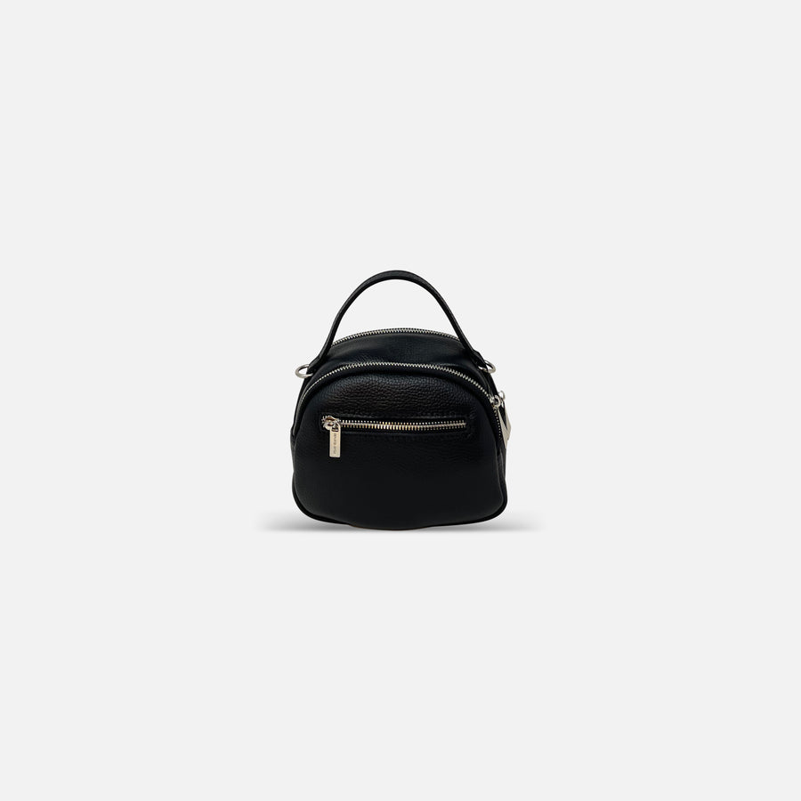 Renato Angi Small Leather Lion Multi Pocket Handbag Black - Big Bag NY