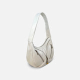 Renato Angi Small Leather Shoulder Bag with Zip Front White - Big Bag NY