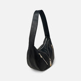 Renato Angi Small Leather Shoulder Bag with Zip Front Black - Big Bag NY