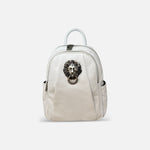 Renato Angi Leather Lion Backpack White - Big Bag NY