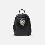 Renato Angi Leather Lion Backpack Black - Big Bag NY