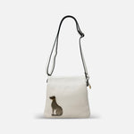 Renato Angi Medium Leather Crossbody with Silver Dog White - Big Bag NY