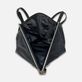Renato Angi Slide Lock Fold Over Backpack in Black - Big Bag NY