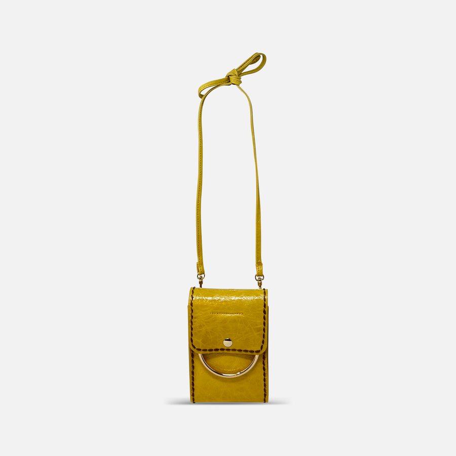Plinio Visona Mini Patent Phone Holder Giallo - Big Bag NY