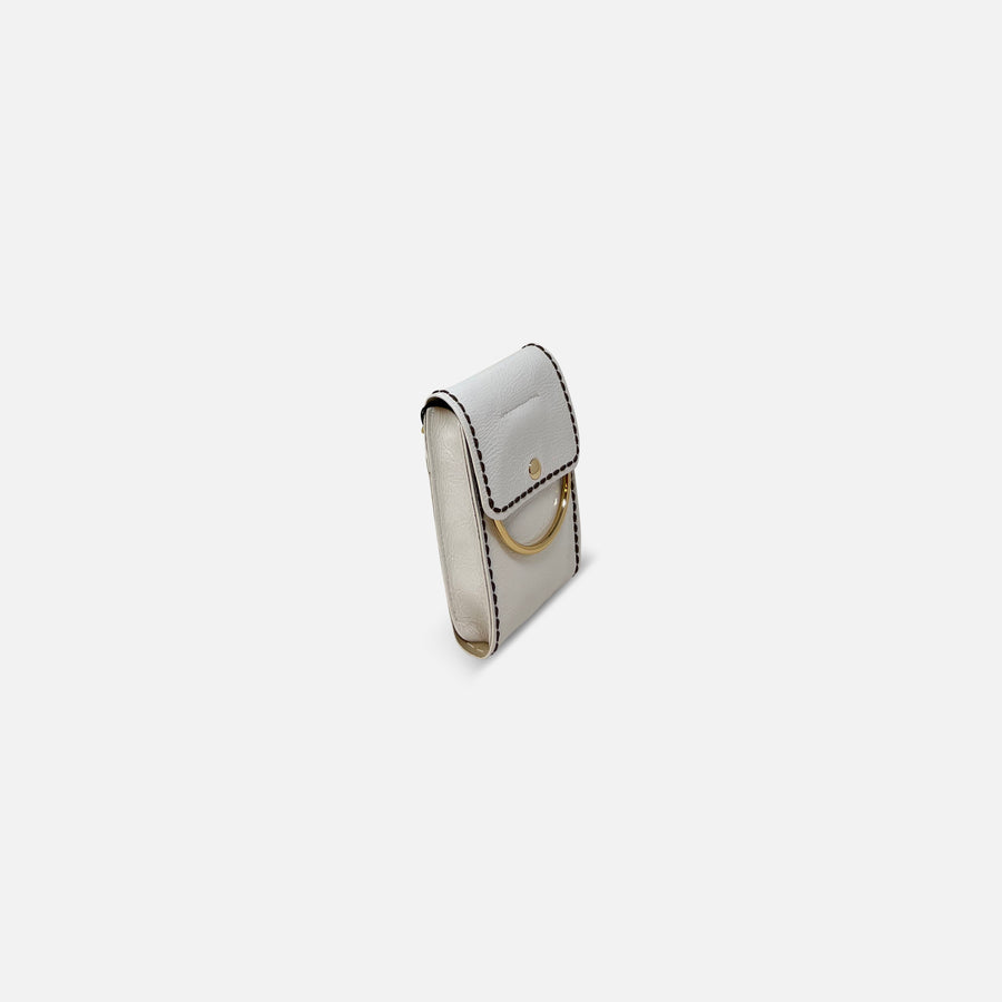 Plinio Visona Mini Patent Phone Holder Bianco - Big Bag NY