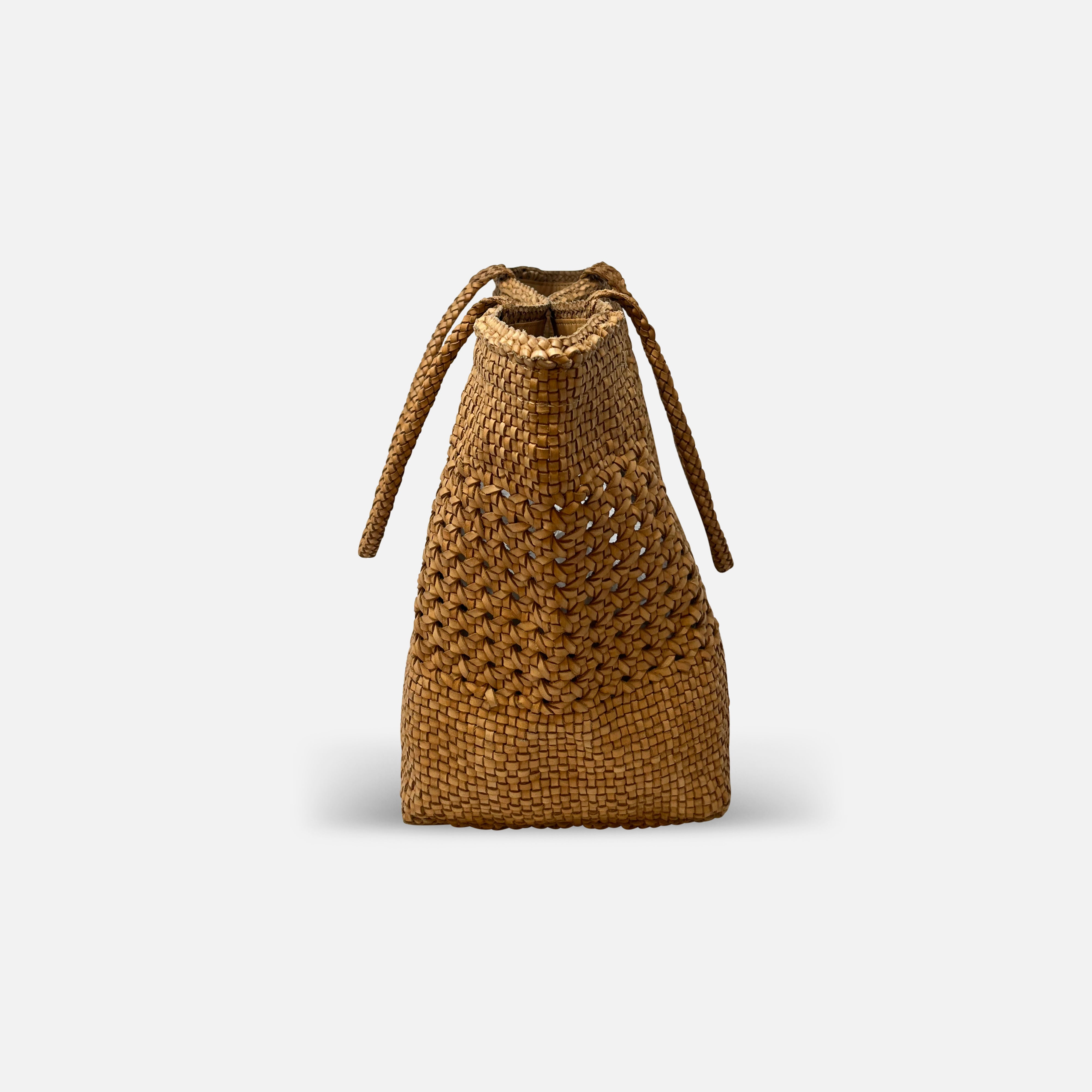 Plinio Visona Large Woven Tote in Cuoio - Big Bag NY