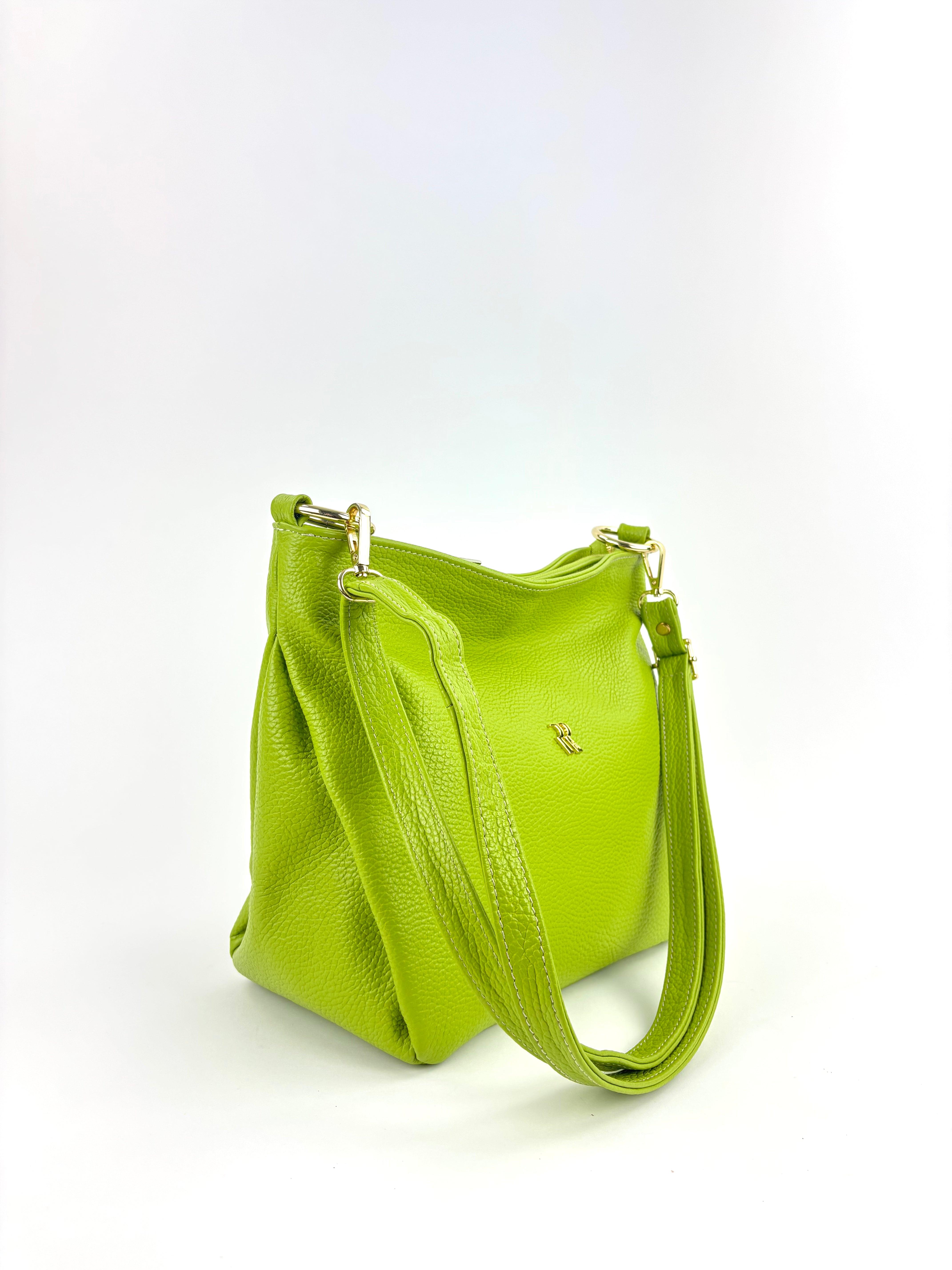 Contrast Trim Medium Bucket Bag Lime - Big Bag NY