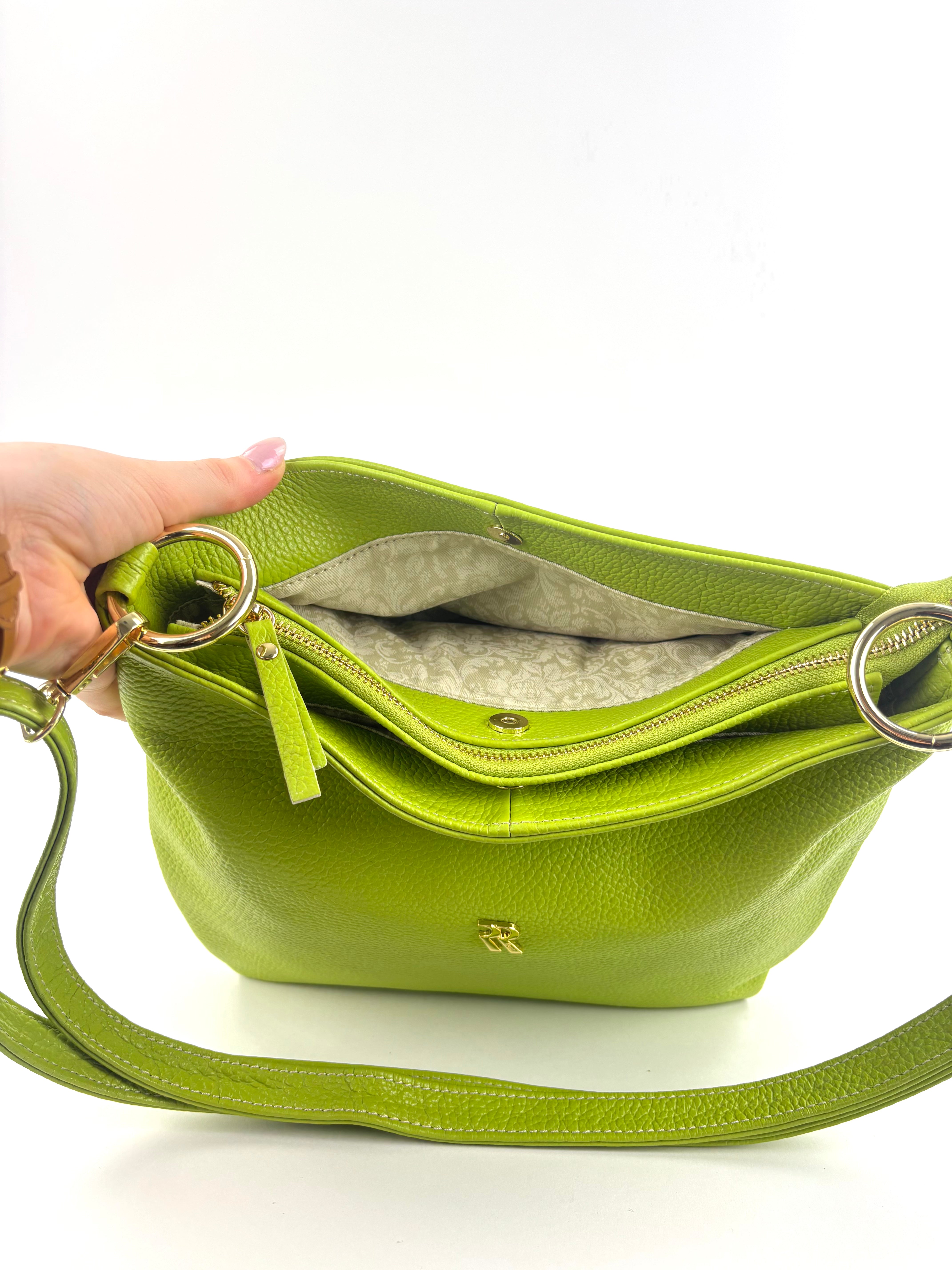 Contrast Trim Medium Bucket Bag Lime - Big Bag NY