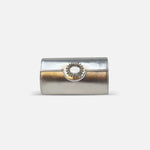 Innué Crystal Clasp Clutch in Leather Argento - Big Bag NY