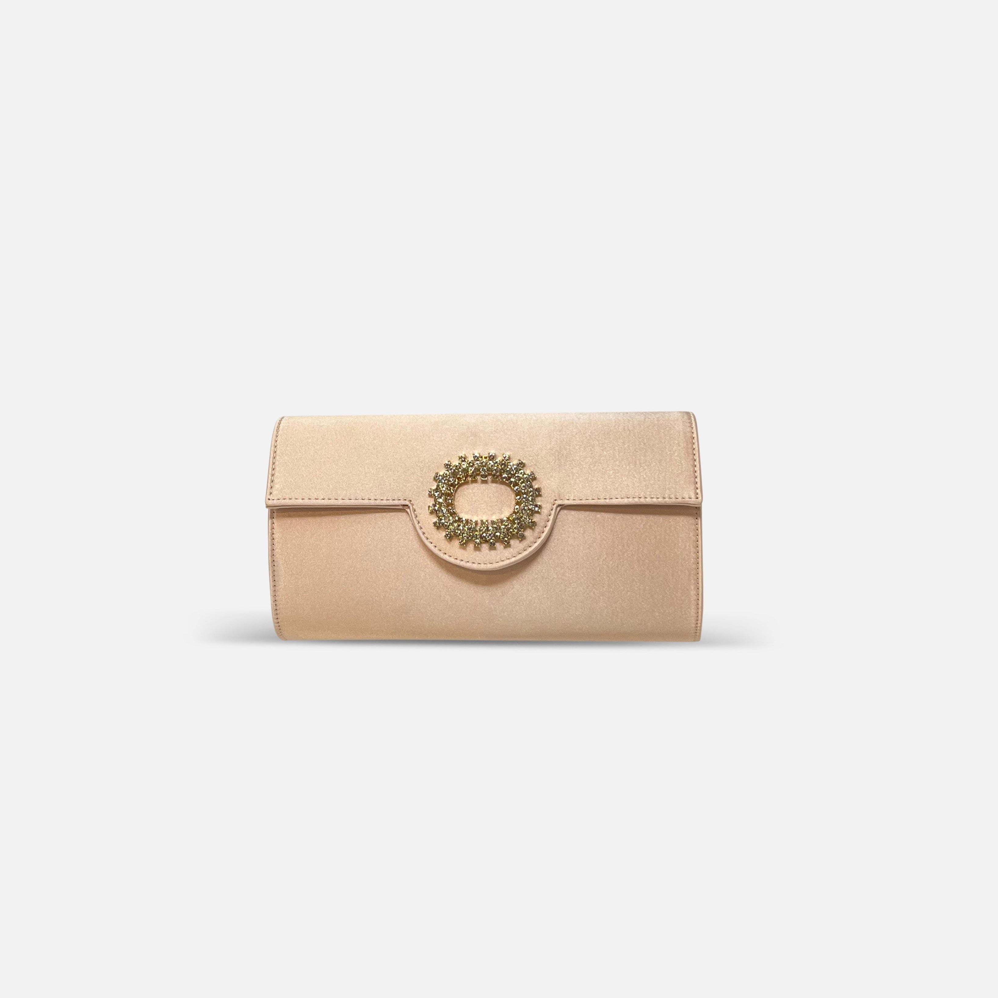 Innué Crystal Clasp Clutch in Raso Nude - Big Bag NY