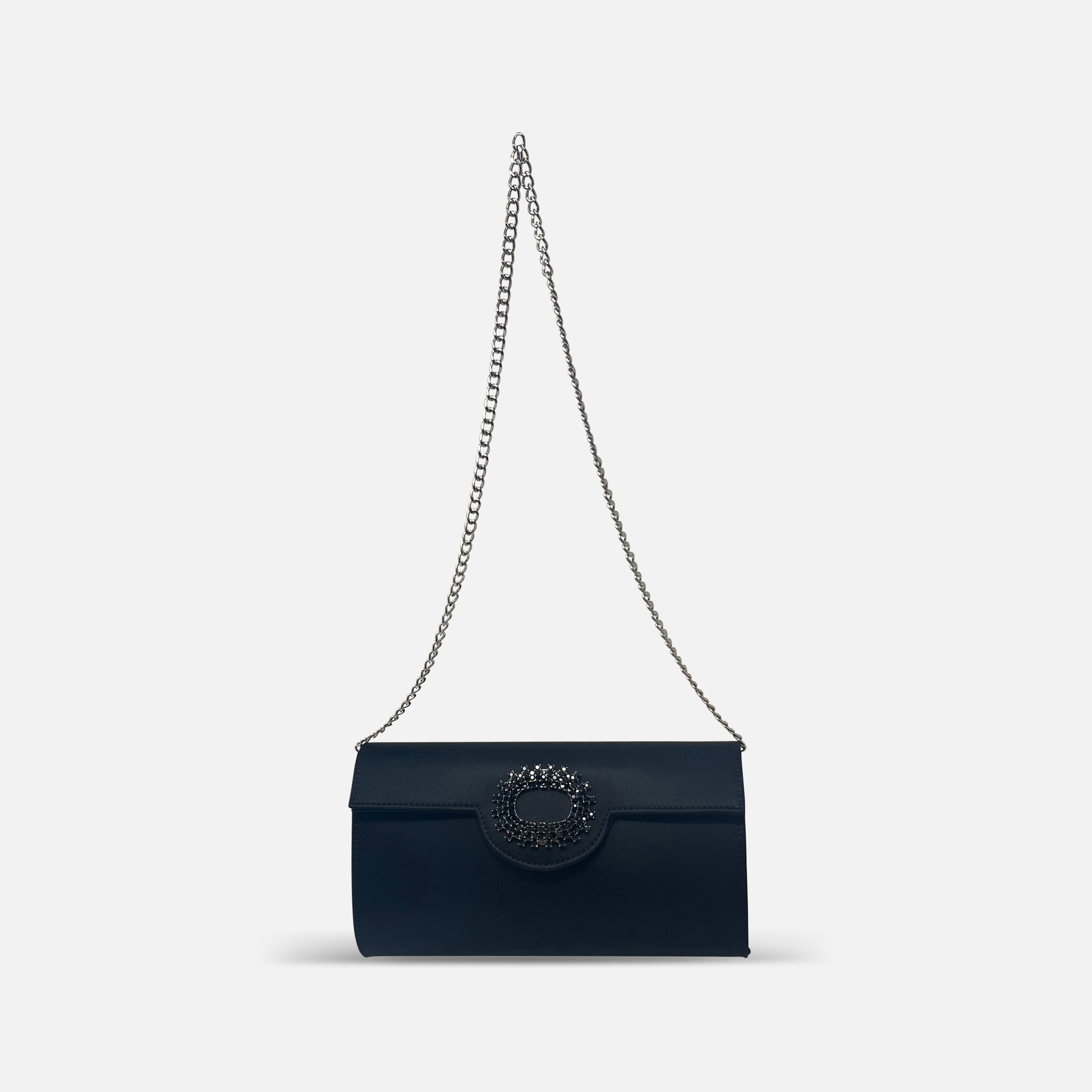 Innué Crystal Clasp Clutch in Raso Nero - Big Bag NY