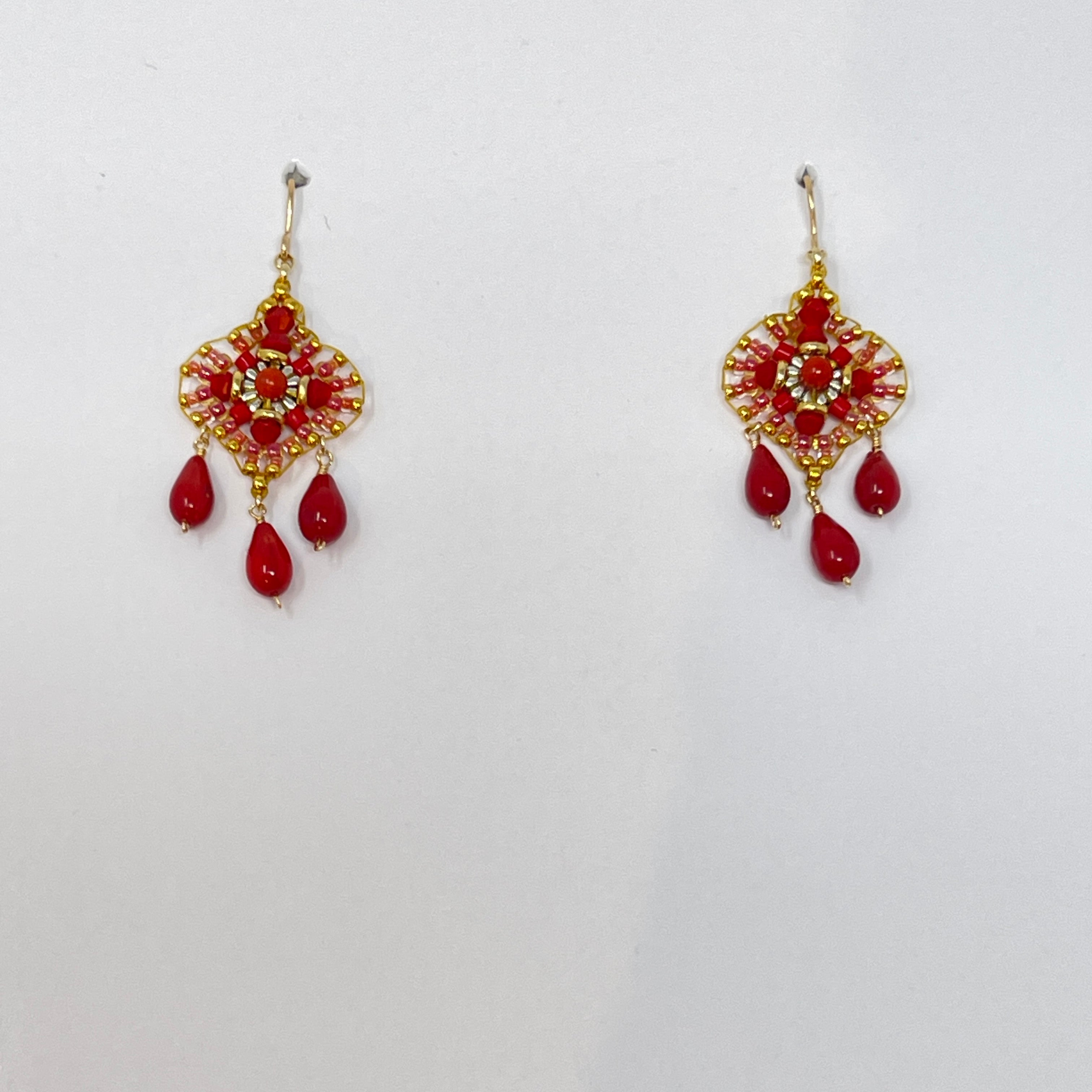 Miguel Ases Small Coral Chandelier Earrings - Big Bag NY