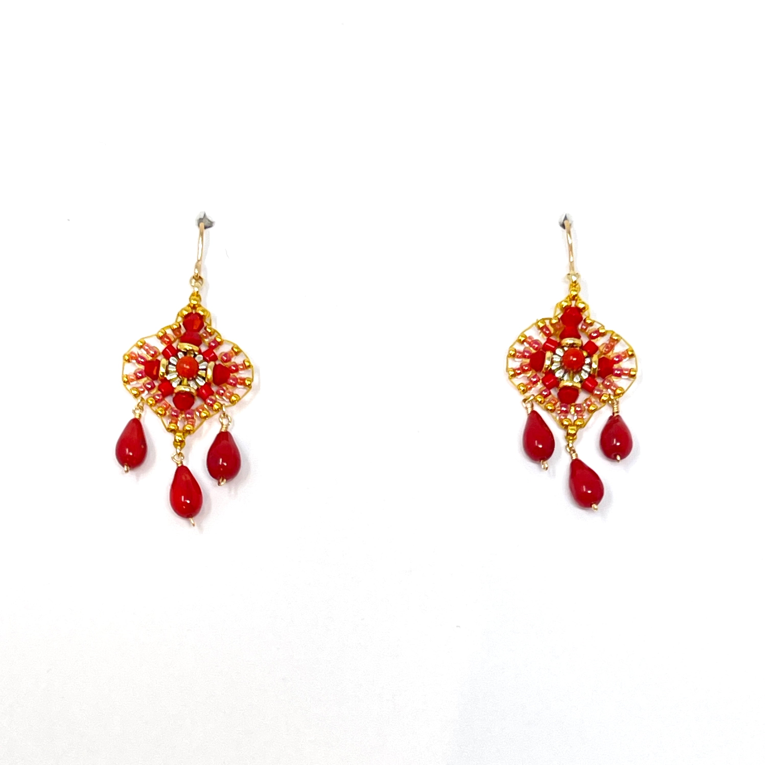 Miguel Ases Small Coral Chandelier Earrings - Big Bag NY