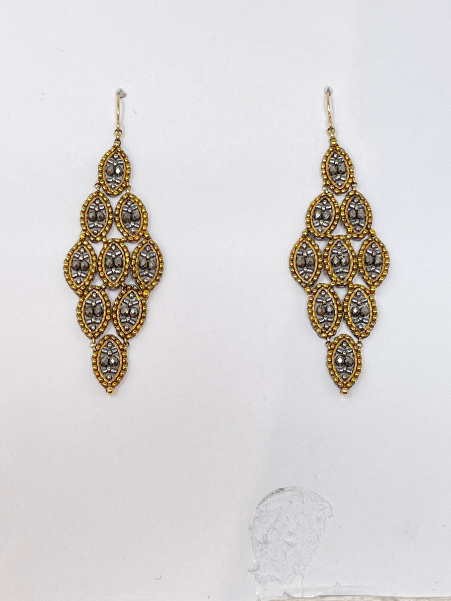 Long Diamond Shaped Silver and Gold Drops