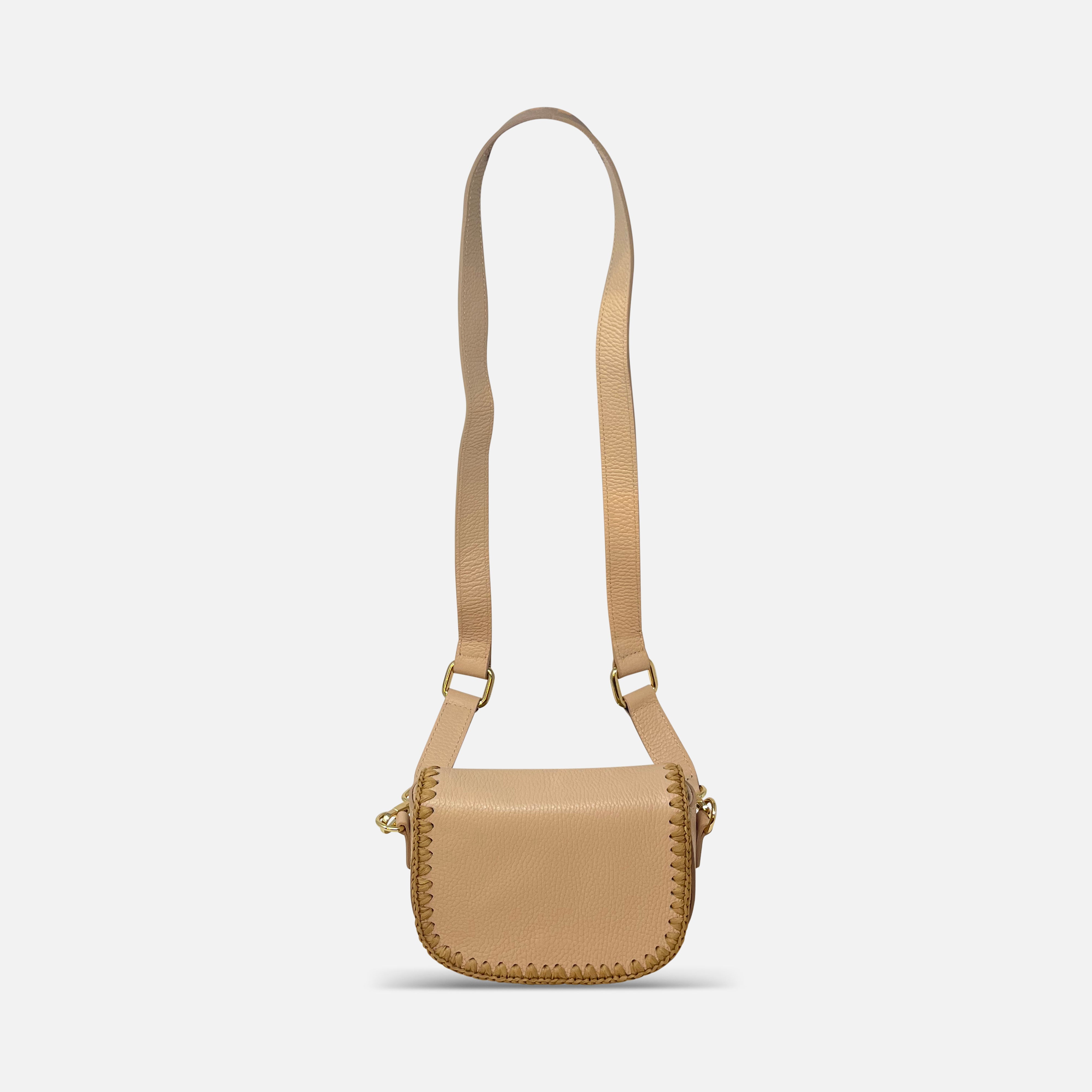 Innué Mini Leather Crossbody with Straw Trim Petal - Big Bag NY