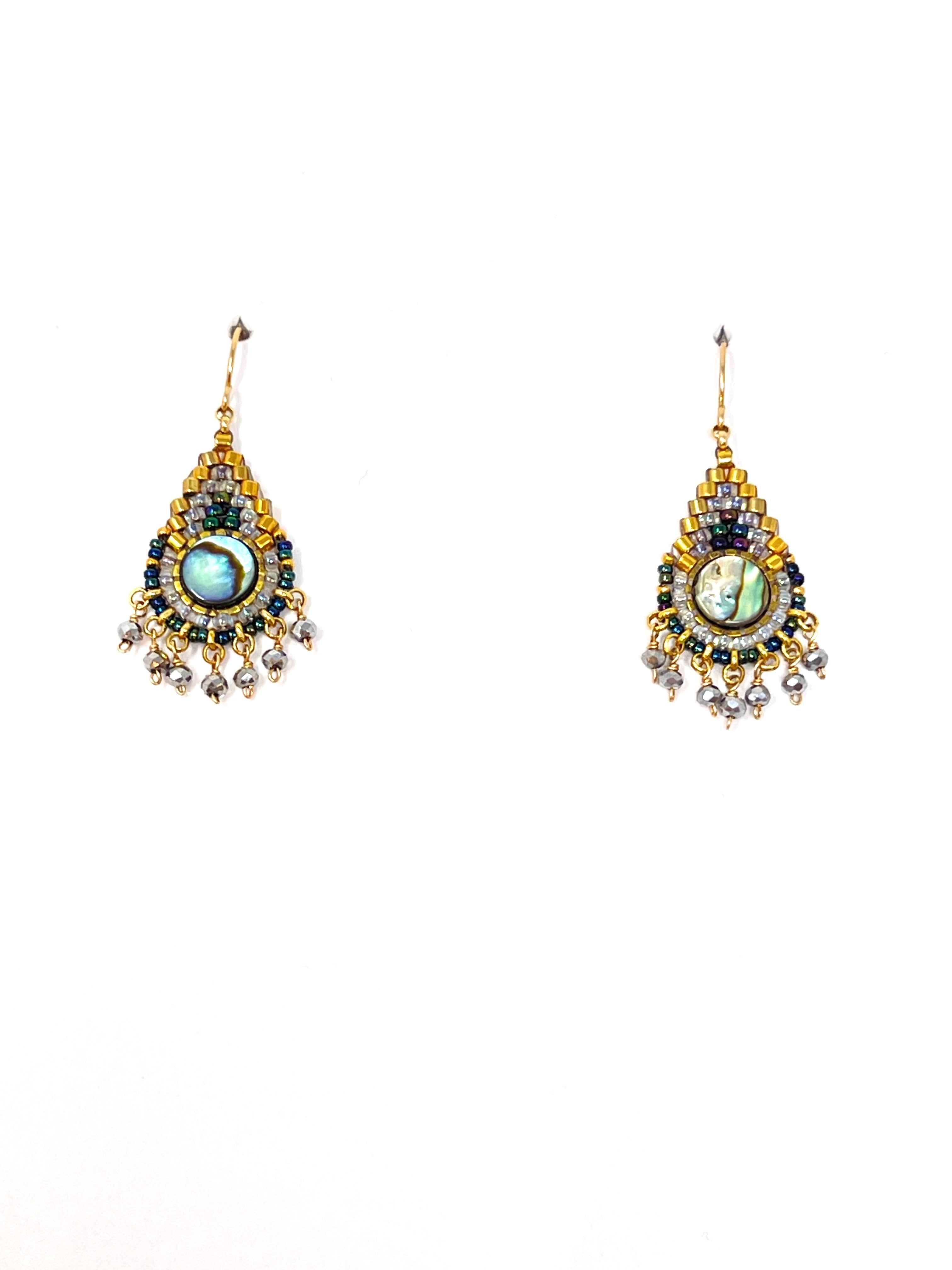 Teal Abalone Small Chandelier Earrings