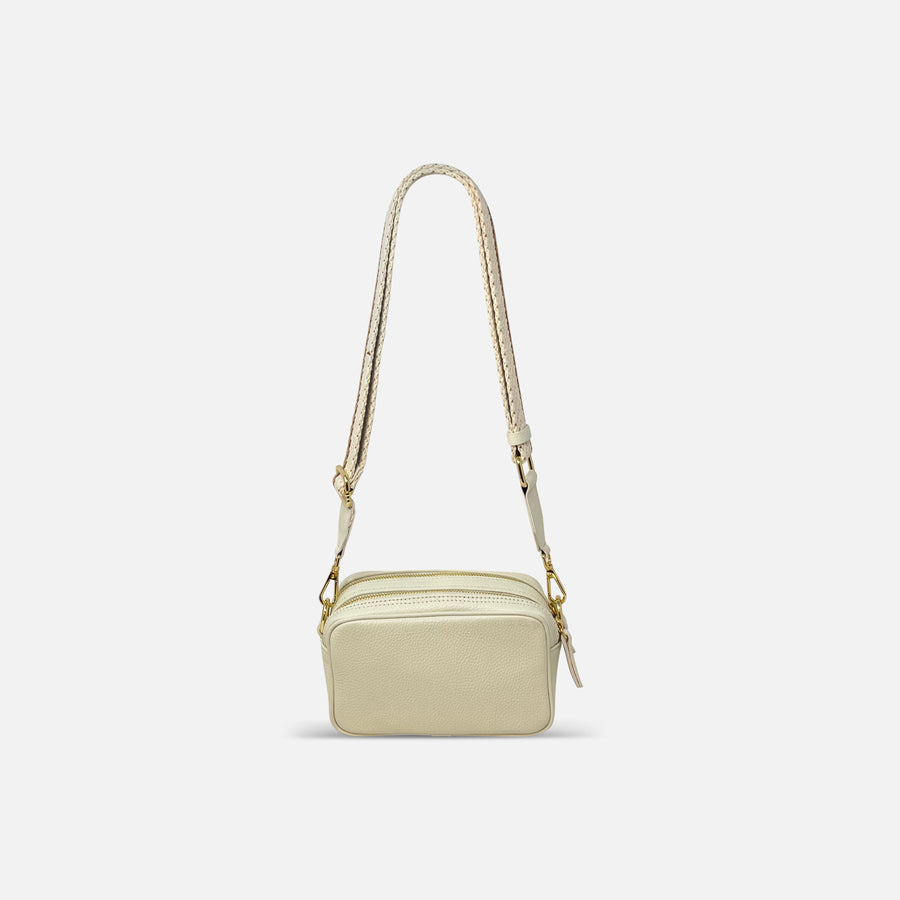 Innué Leather Camera Bag with Woven Strap Ivory - Big Bag NY
