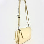 Triple Compartment Small Shoulder Bag Beige - Big Bag NY