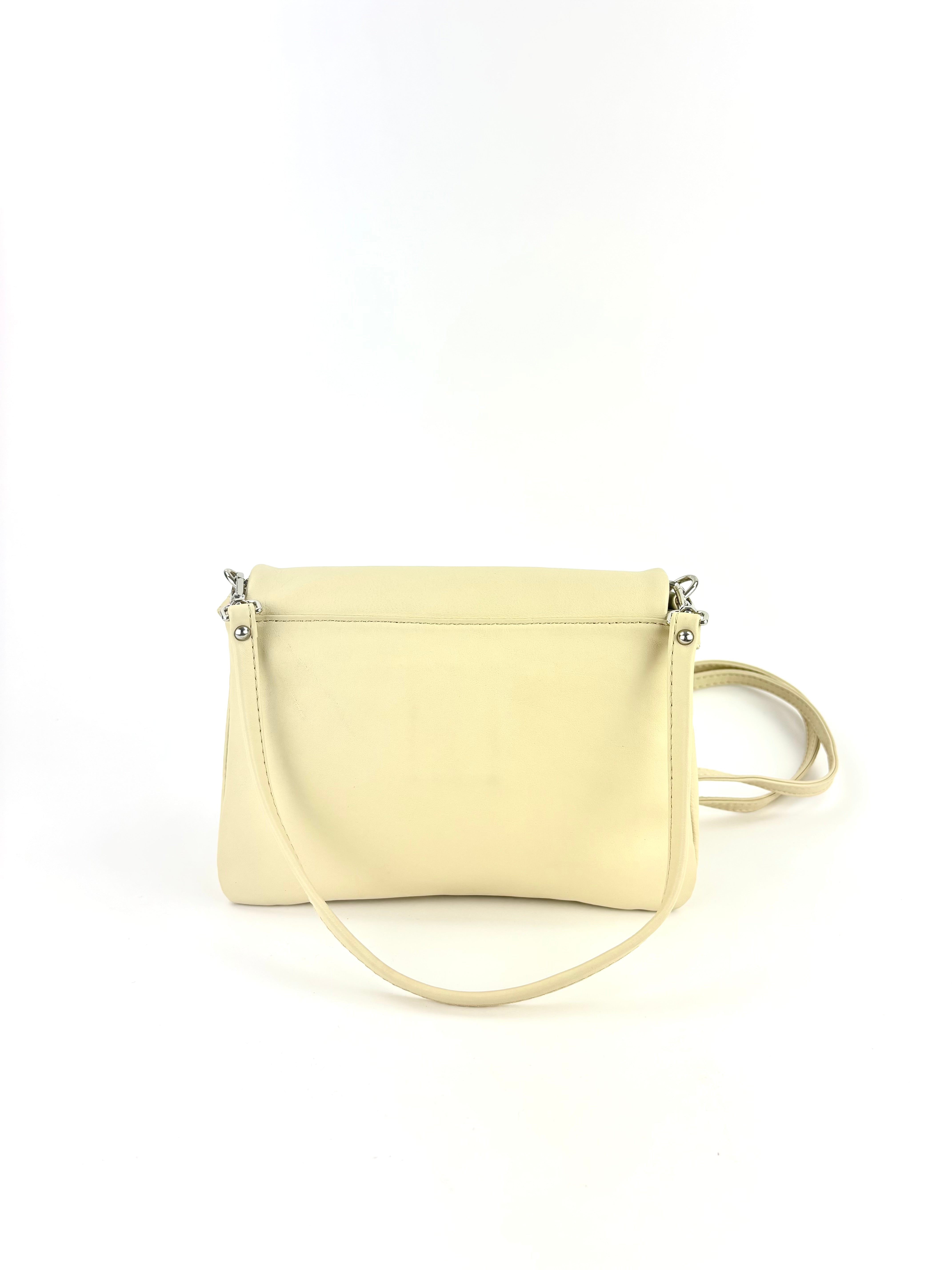 Triple Compartment Small Shoulder Bag Beige - Big Bag NY
