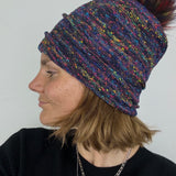 Angiolo Frasconi Multicolor Beanie with Pom Pom in Navy - Big Bag NY