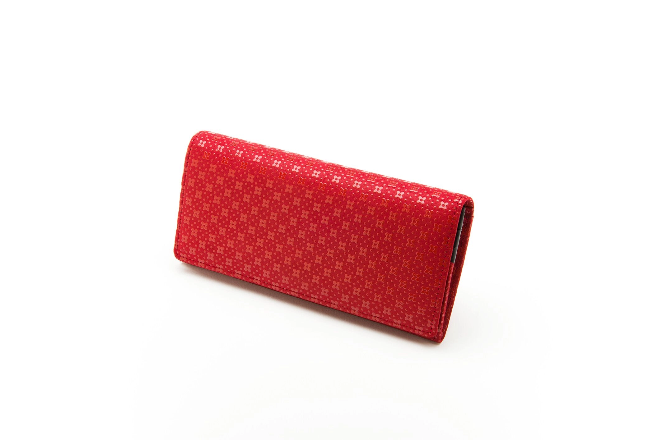 INDEN Long Deerskin Wallet Flower Lattice Red - Big Bag NY