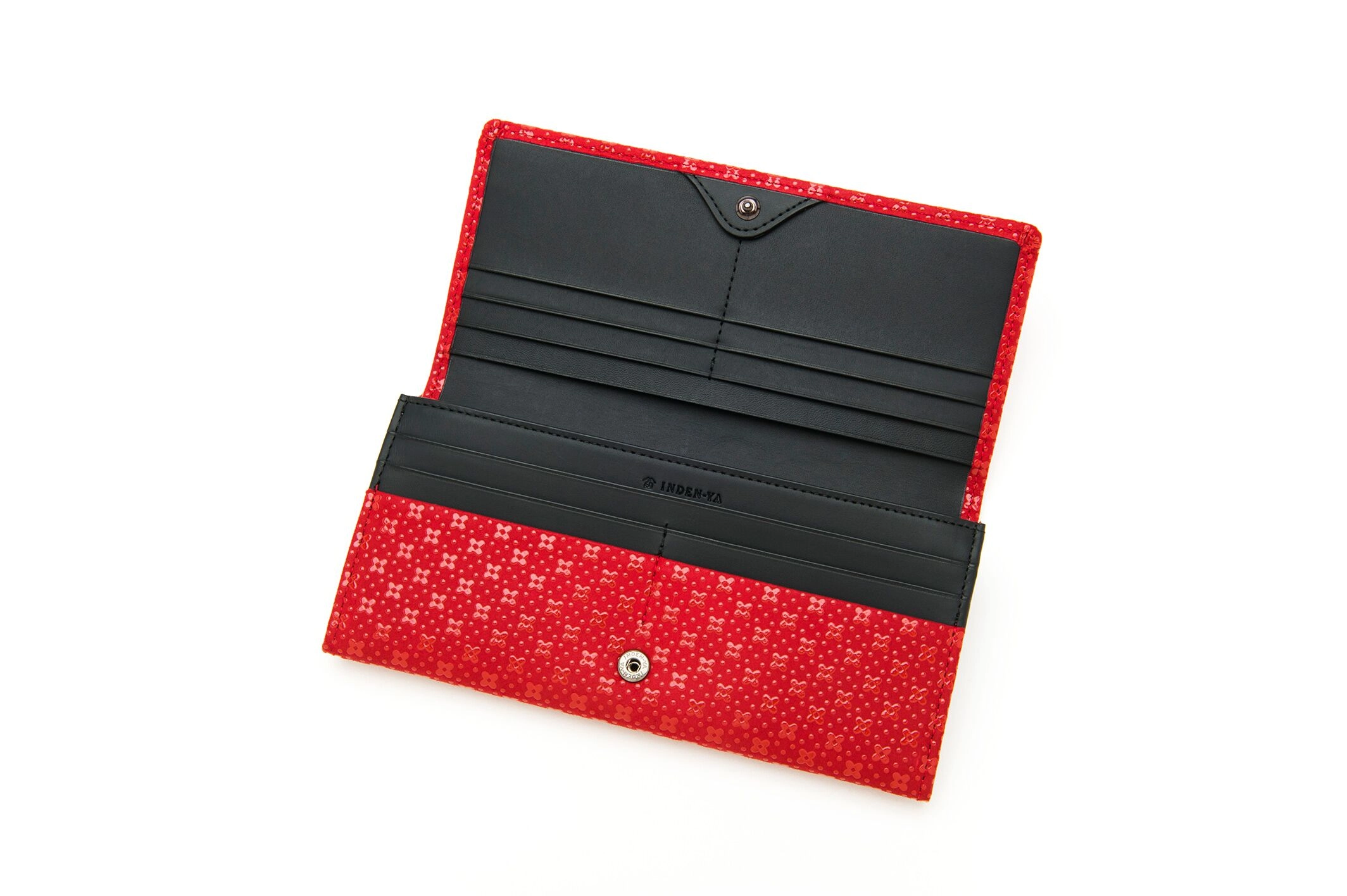 INDEN Long Deerskin Wallet Flower Lattice Red - Big Bag NY