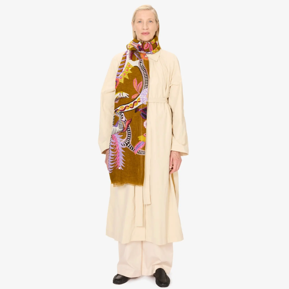 Inoui Editions Diego Linen Scarf in Golden Brown - Big Bag NY