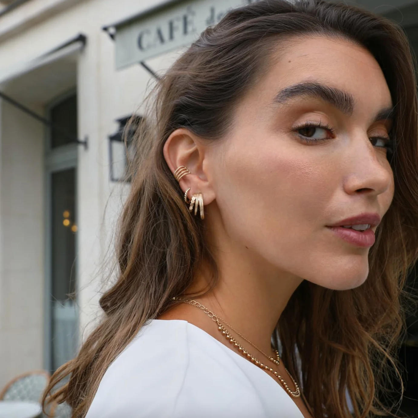 Islie gold multi texture triple hoop earrings - Big Bag NY 1