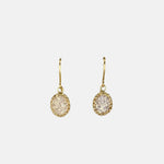 Ithil White Oval Druzy Dangle Earrings in Gold - Big Bag NY