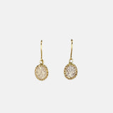 Ithil White Oval Druzy Dangle Earrings in Gold - Big Bag NY