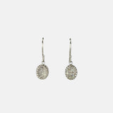 Ithil Oval White Druzy Dangle Earrings in Silver - Big Bag NY