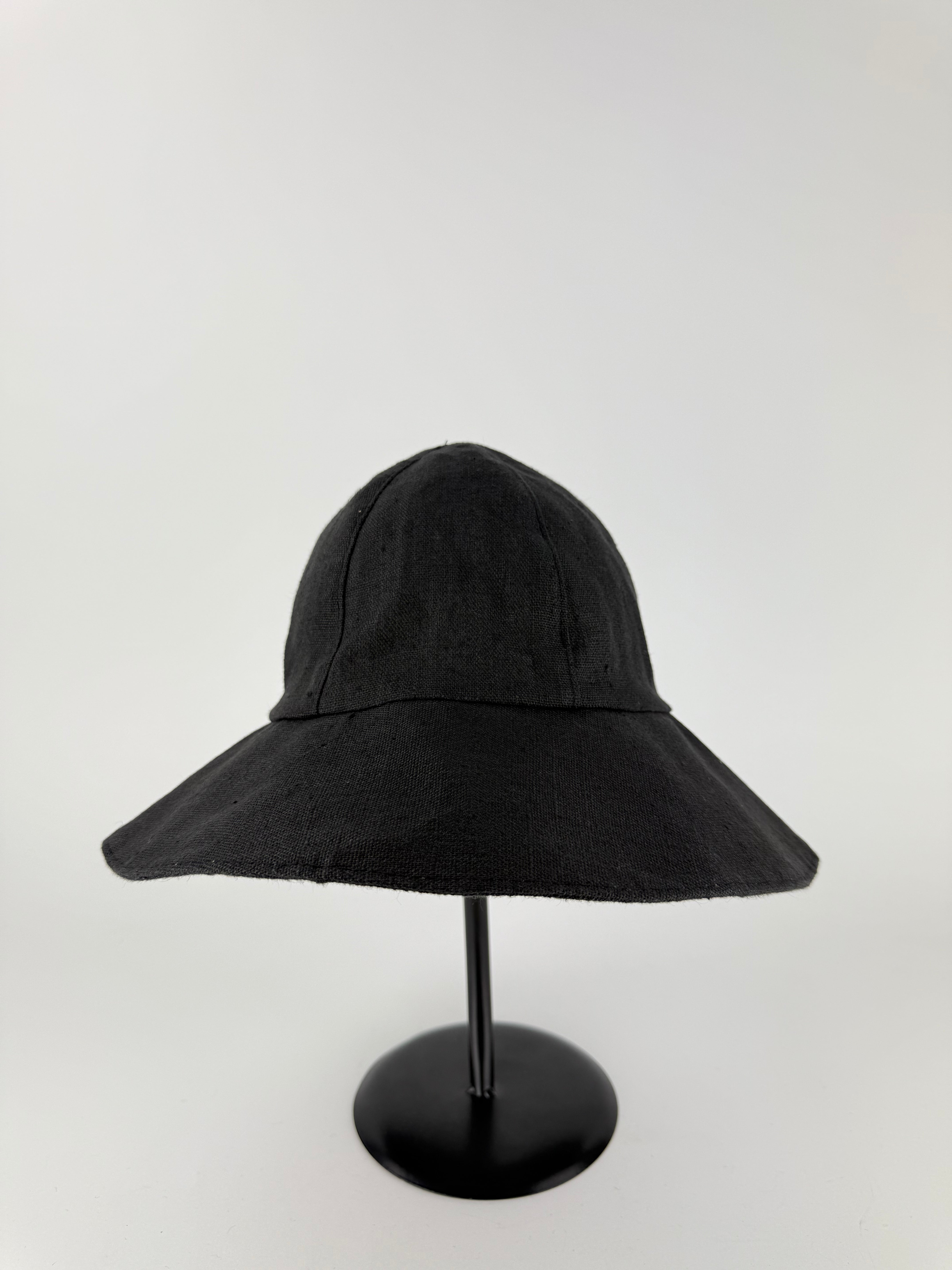 JD Dune Foldable Floppy Linen Sun Hat Black-Big Bag NY