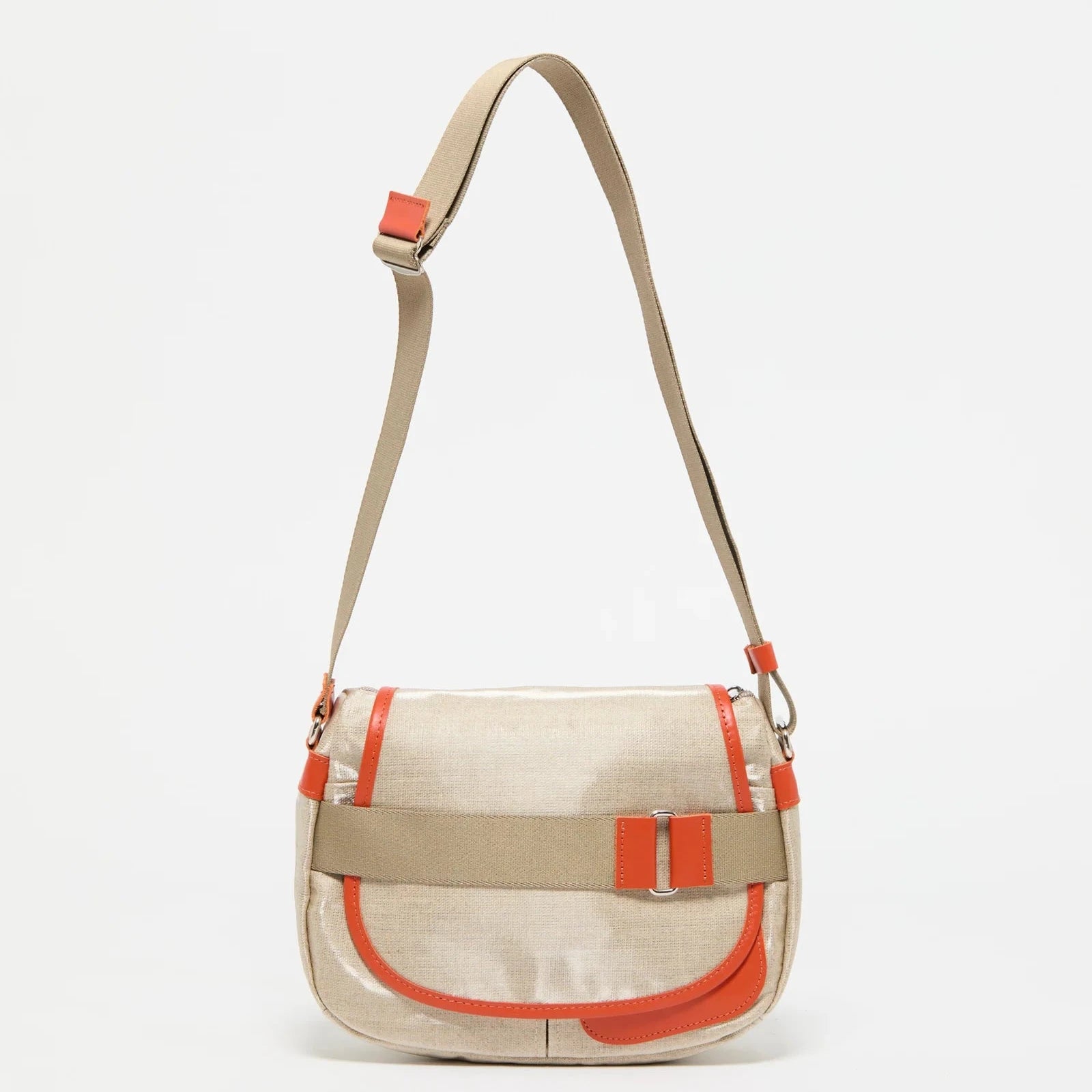 Jack Gomme PETIT GABY Linen Summer Messenger Bag Natural Orange - Big Bag NY 