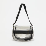 Jack Gomme PETIT GABY Linen Messenger Bag in Silver - Big Bag NY